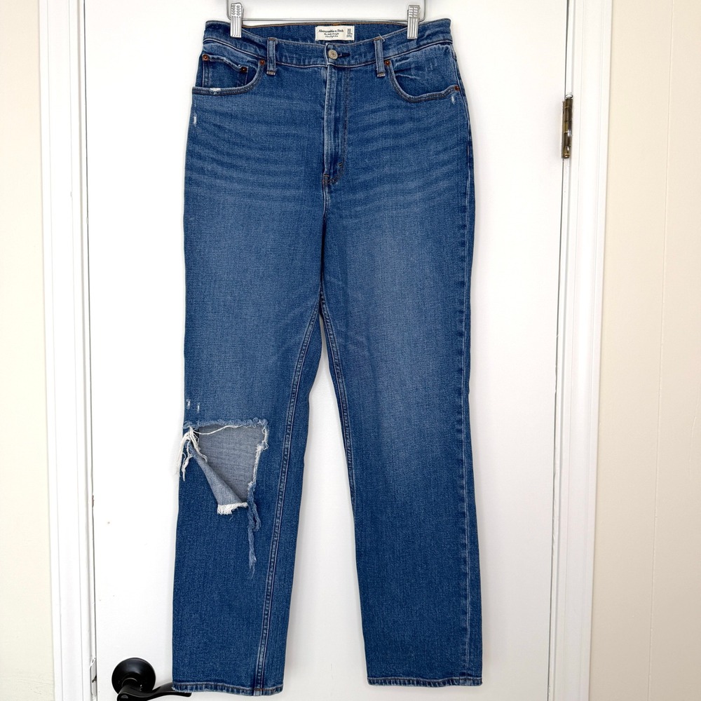 Abercrombie & Fitch Curve Love Ultra High Rise Ankle Straight Jeans 30 10XL Blue